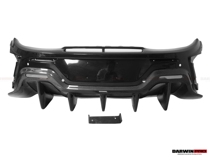 2015-2020 McLaren 540C/570S/570GT 600LT-Style Partial Carbon Fiber Rear Bumper with Diffuser  and Trunk Spoiler and Engine Trunk and Exhaust