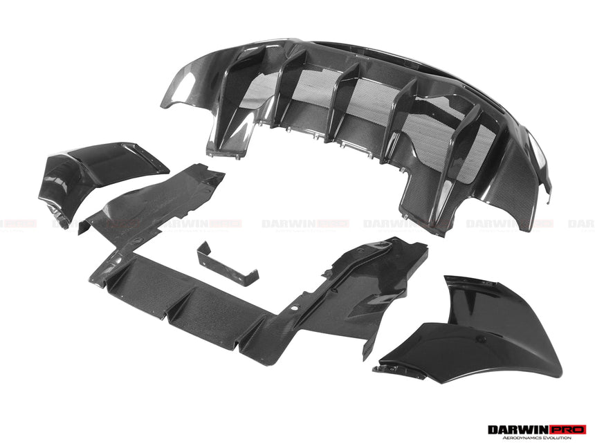 2015-2020 McLaren 540C/570S/570GT 600LT-Style Partial Carbon Fiber Rear Bumper with Diffuser  and Trunk Spoiler and Engine Trunk and Exhaust