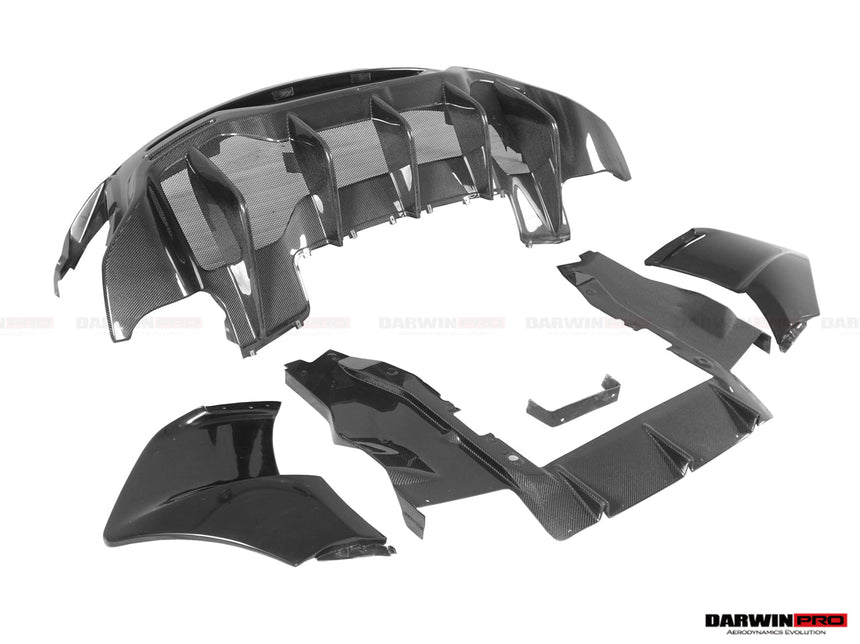 2015-2020 McLaren 540C/570S/570GT 600LT-Style Partial Carbon Fiber Rear Bumper with Diffuser  and Trunk Spoiler and Engine Trunk and Exhaust