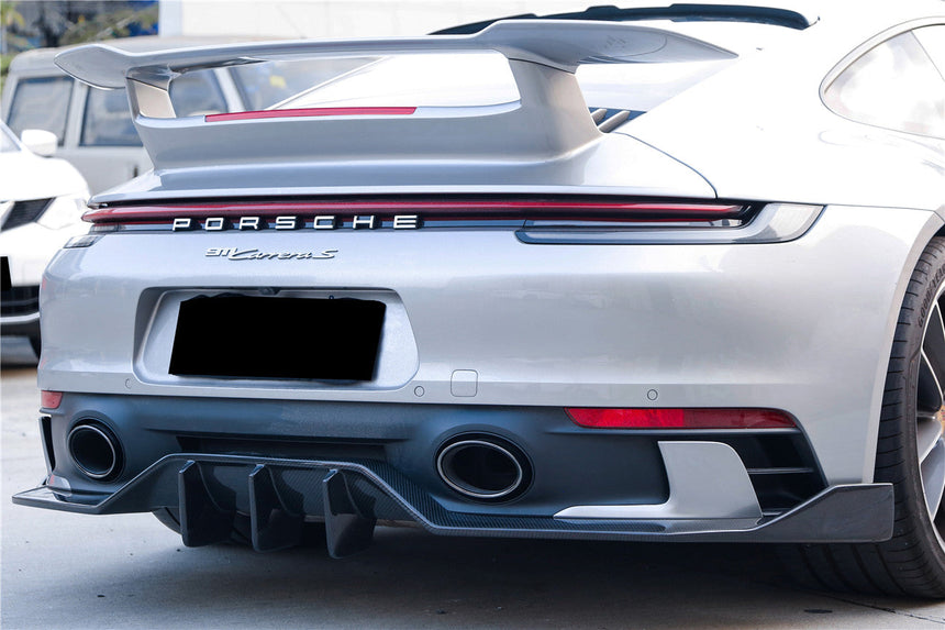 2019-2023 Porsche 911 992 Carrera/Targa Sport Design Bumper WP Style Dry Carbon Fiber Rear Lip