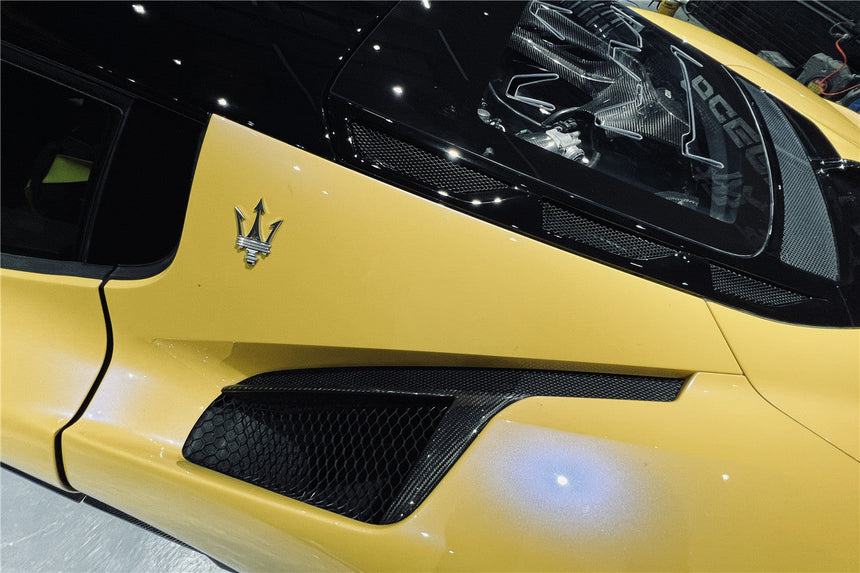 2020-UP Maserati MC20 NVT Style Dry Carbon Fiber Quarter Panel Side Vent Scoops