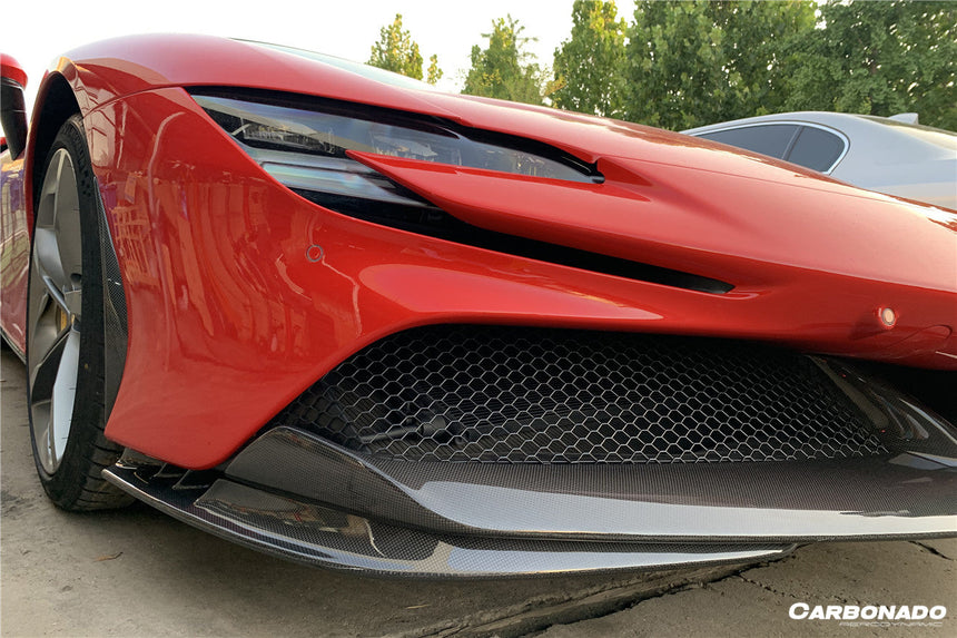 2020-UP Ferrari SF90 Stradale OE Style Autoclave Carbon Fiber Front Bumper Side Air Vents