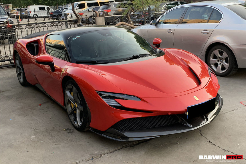 2020-UP Ferrari SF90 Stradale OE Style Autoclave Carbon Fiber Front Bumper Side Splitter