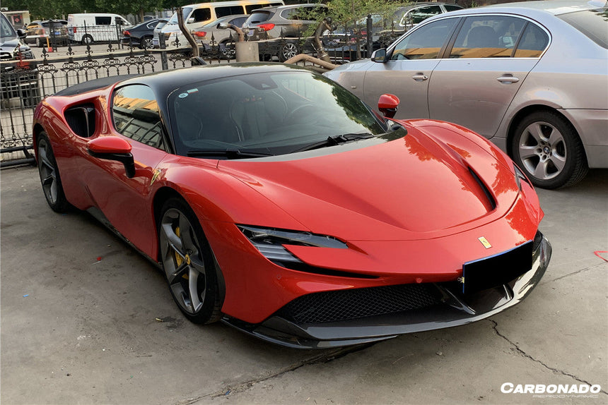 2020-UP Ferrari SF90 Stradale OE Style Autoclave Carbon Fiber Front Bumper Side Air Vents