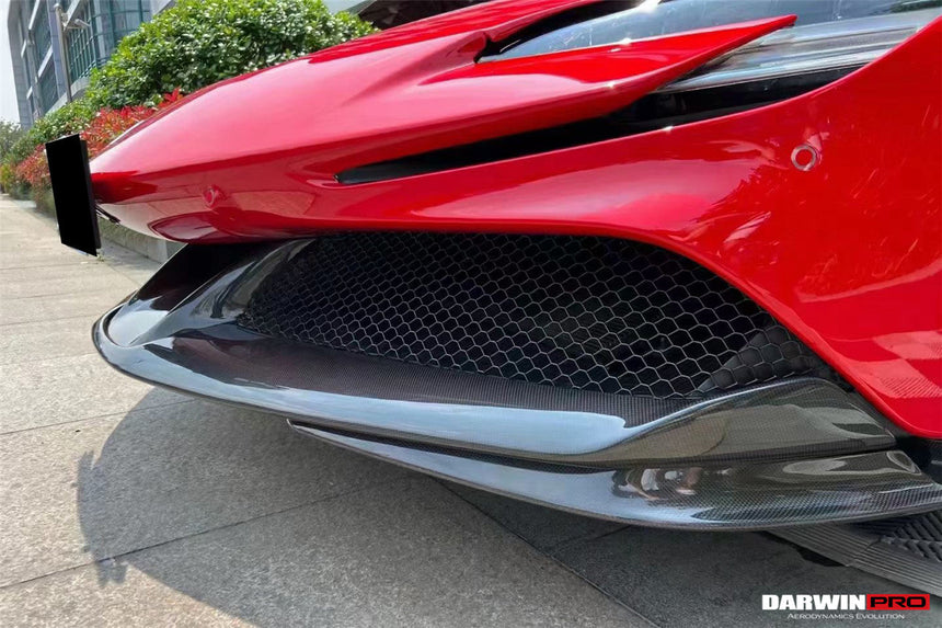 2020-UP Ferrari SF90 Stradale OE Style Autoclave Carbon Fiber Front Bumper Side Splitter