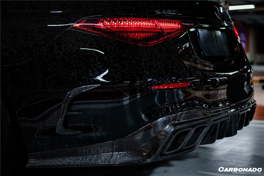 2021-UP Mercedes Benz S Class W223 4Matic Sedan MSY Style Rear Lip with LED Light And Exhaust tips