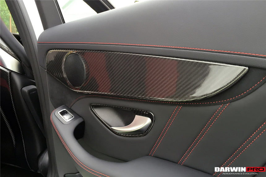 2015-2021 Mercedes Benz W205 C63/S AMG Sedan Carbon Fiber Interior Door Panel Trim Cover Strip