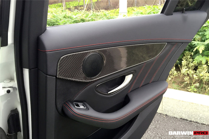 2015-2021 Mercedes Benz W205 C63/S AMG Sedan Carbon Fiber Interior Door Panel Trim Cover Strip