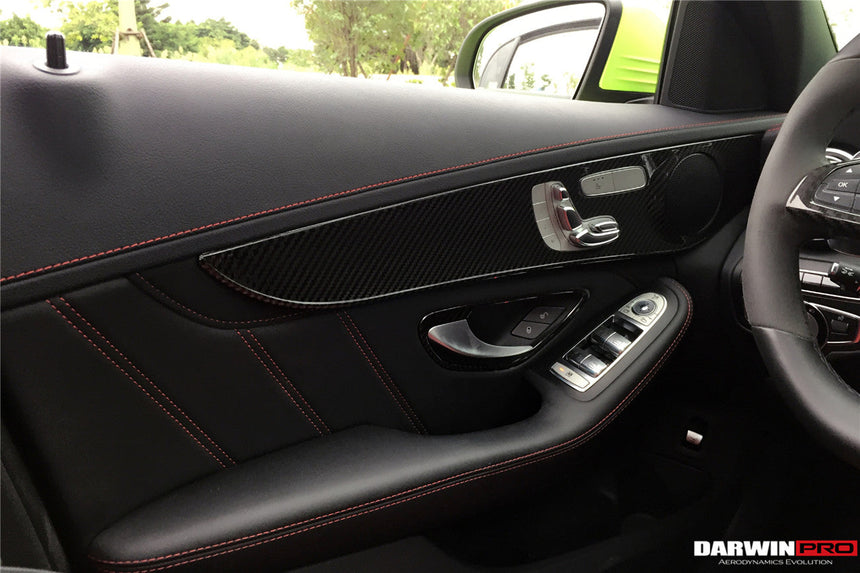 2015-2021 Mercedes Benz W205 C Class GLC X253 Carbon Fiber Interior Door Handle Cover Trim