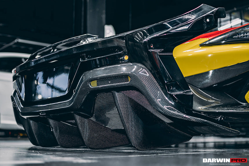 2015-2020 McLaren 540C/570S/570GT 600LT-Style Partial Carbon Fiber Rear Bumper with Diffuser  and Trunk Spoiler and Engine Trunk and Exhaust