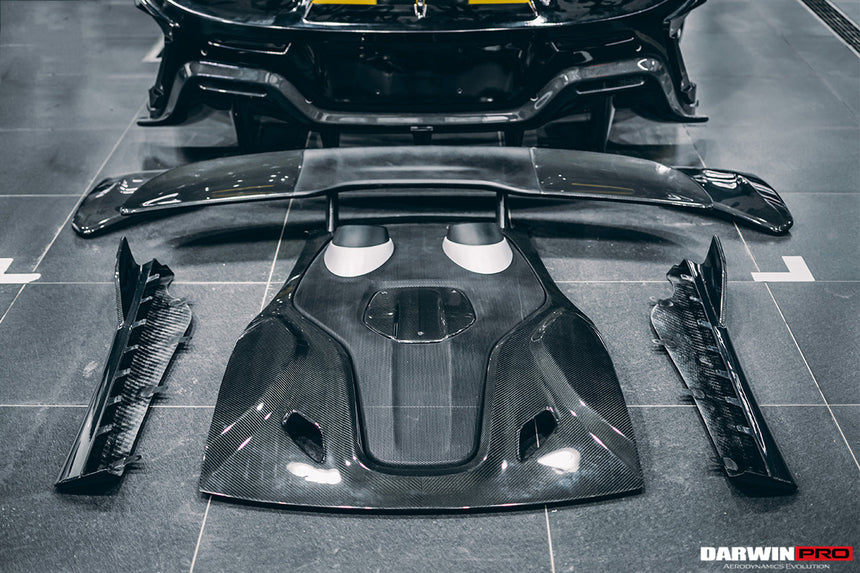 2015-2020 McLaren 540C/570S/570GT 600LT-Style Partial Carbon Fiber Rear Bumper with Diffuser  and Trunk Spoiler and Engine Trunk and Exhaust