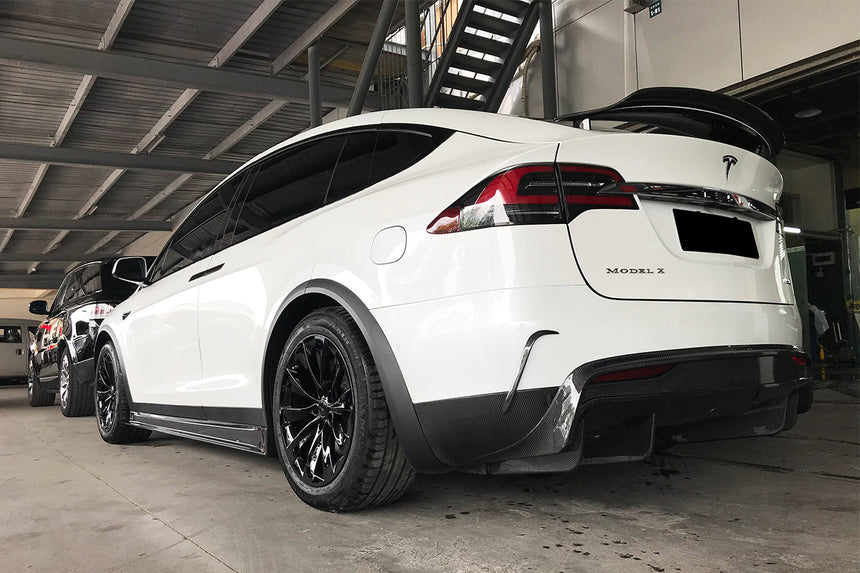 2016-2021 Tesla X SUV RZS Style Carbon Fiber Rear Bumper Canards